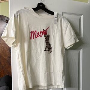 J. Crew Cream Tee with Red and Brown Accents. New with tags!